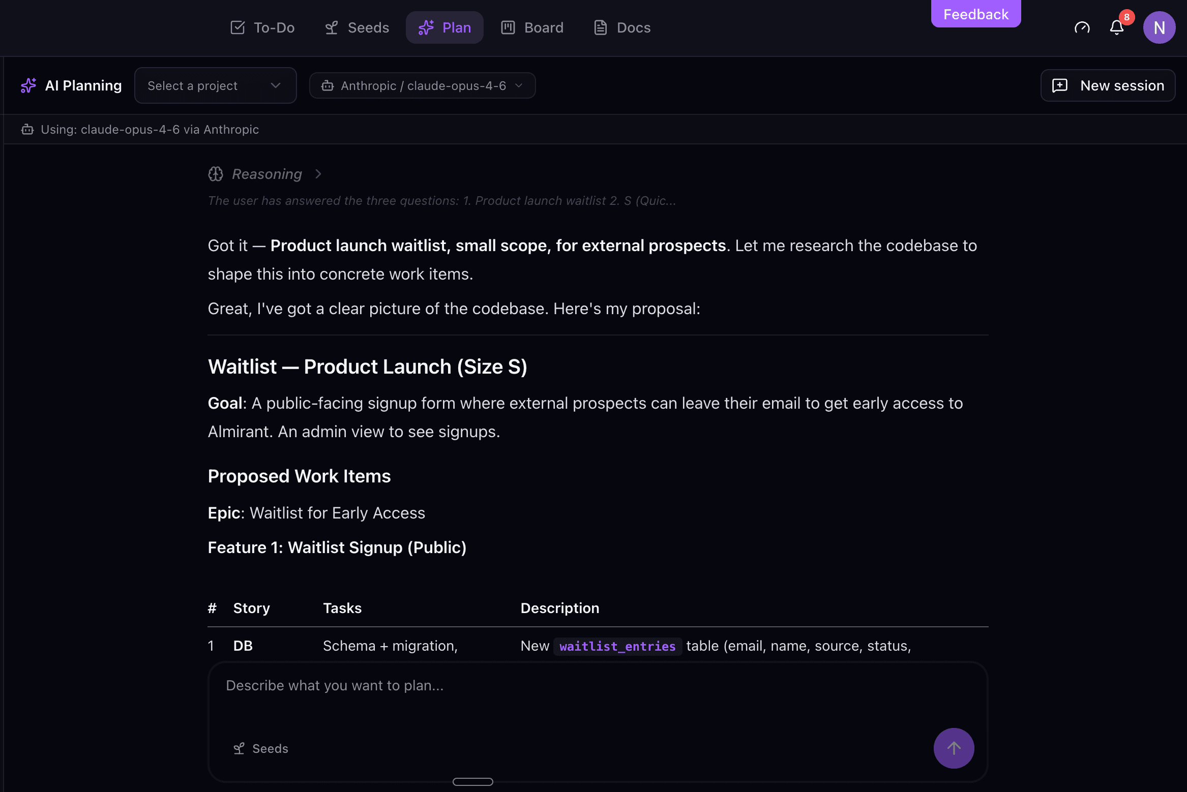 Almirant feature screenshot